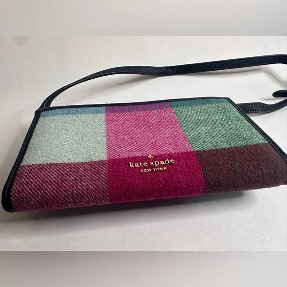 Kate Spade Marti Wallet Crossbody Bag - Multicolor Plaid and Navy Leather (NWOT) - Picture 9 of 15